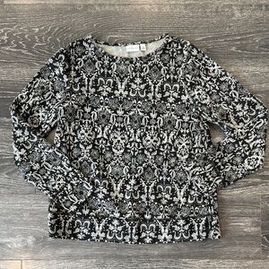 Kim Rogers Black and Gray Graphic Blouse